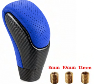 Pera De Cambios Fibra De Carbono - Cuero Micro Perforado Azul