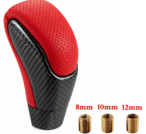 Pera De Cambios Fibra De Carbono - Cuero Micro Perforado Rojo