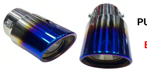 Puntera De Exhosto Sencilla Punta Ovalada Tornasol Azul 15.5cm